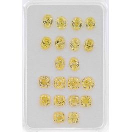 10.90 carat, parcel of Fancy Yellow, Cushion & Oval shapes, SI+ clarity