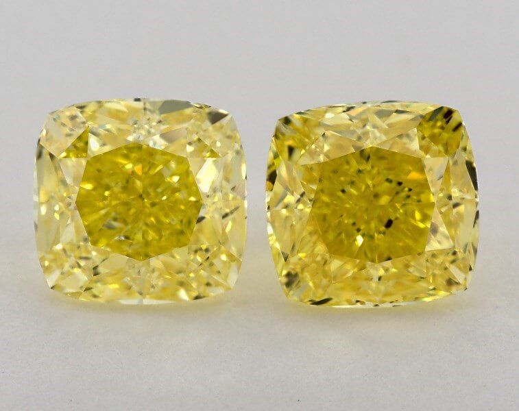Pair of Fancy Vivid Yellow 3.51 Carat, VVS1-VS1 Clarity, GIA