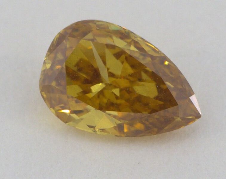 0.59 Carat, Natural Fancy Deep Brownish Orangy Yellow, Pear Shape, I1 Clarity, GIA, W0120