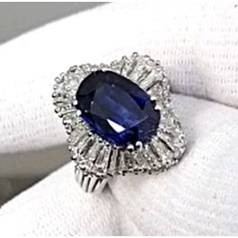 6.44ct. Natural Blue Sapphire, Cushion Shape, None Heated, GRS certified