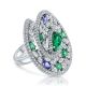 18.88 carat, Fabulous ring set with Diamonds, Emeralds and Sapphires, GCI certified.