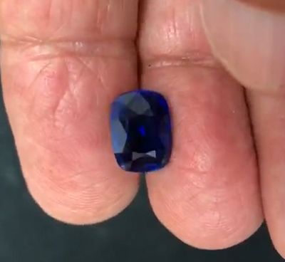 6.05ct, Natural Vivid Blue Sapphire, Cushion, GRS certified