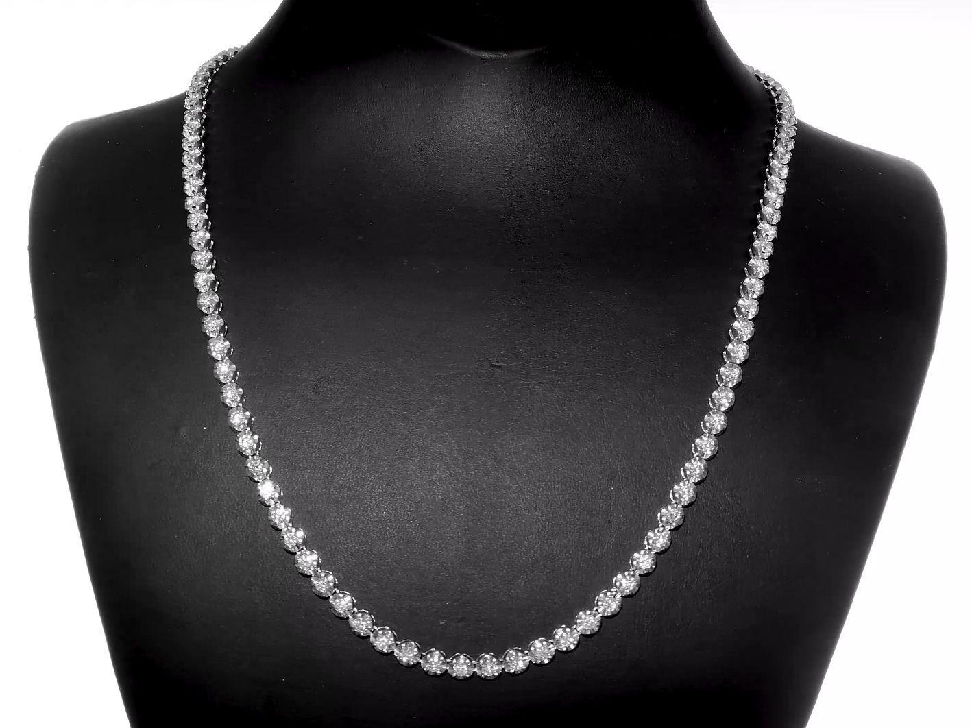 5.75 carat, Tennis Necklace, 14K white Gold