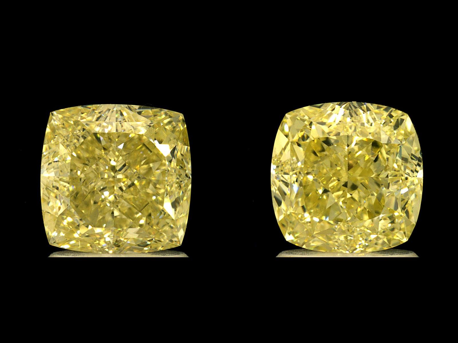 4.01, Pair of Natural Fancy Light Yellow, Cushion Shape, VS Clarity, GIA