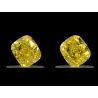1.00 Carat, Pair of Natural Fancy Vivid Yellow, Cushion Shape, VVS1 Clarity, GIA