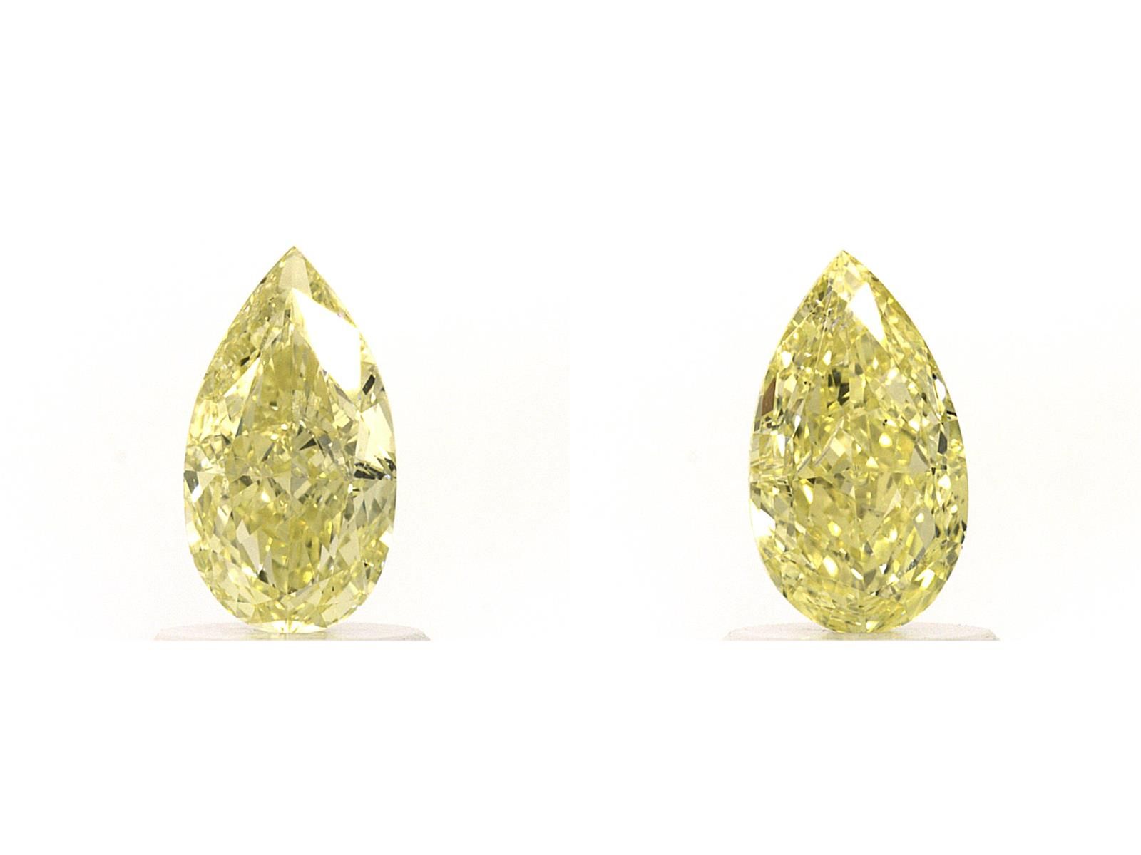 2.01ct., Pair of Natural Fancy Yellow and Fancy Light Yellow, SI1, GIA