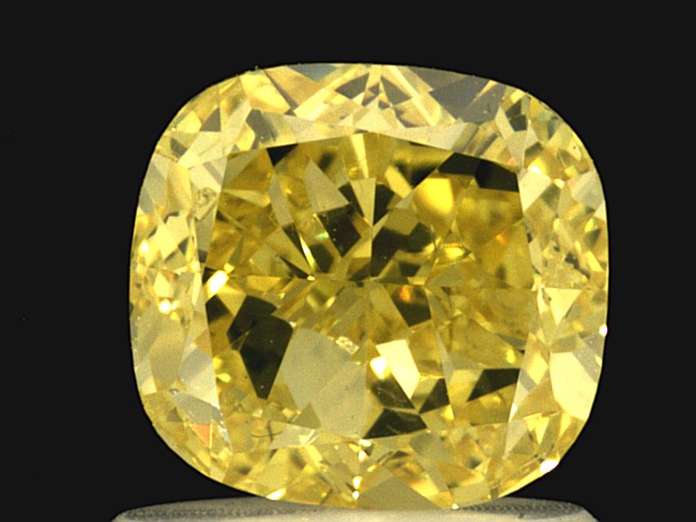 1.09ct, Fancy Vivid Yellow, Cushion, GIA