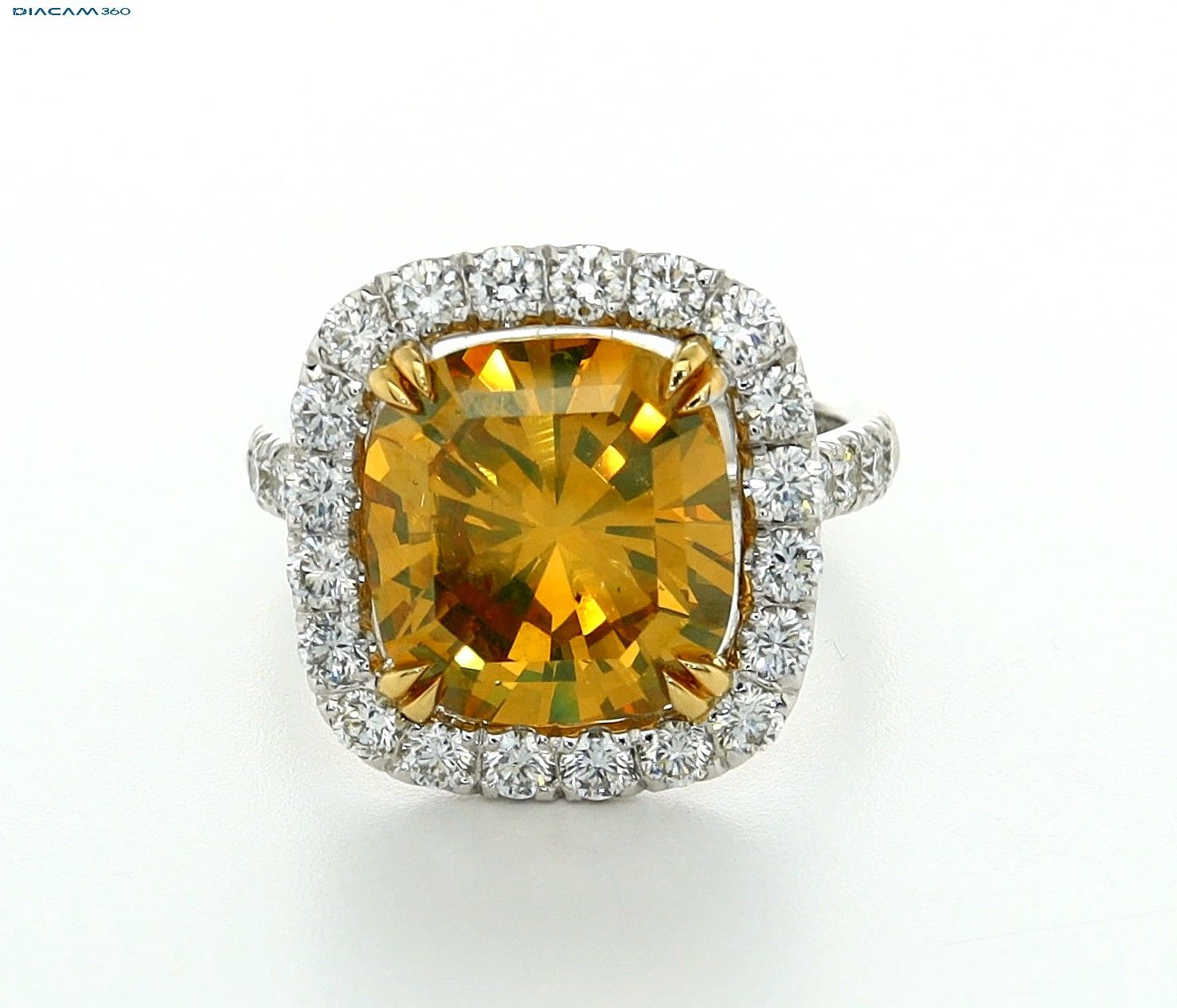 5.17ct, Fancy Deep Brownish Orangy Yellow, Cushion Ring, GIA