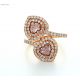 Ring with Pair of 0.35ct & 0.35ct Fancy Light Pink, Heartshape, GIA