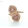 Ring with Pair of 0.35ct & 0.35ct Fancy Light Pink, Heartshape, GIA