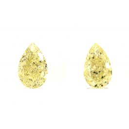 Pair of 5.03 & 5.01ct, Fancy Light Yellow, Pearshape, GIA