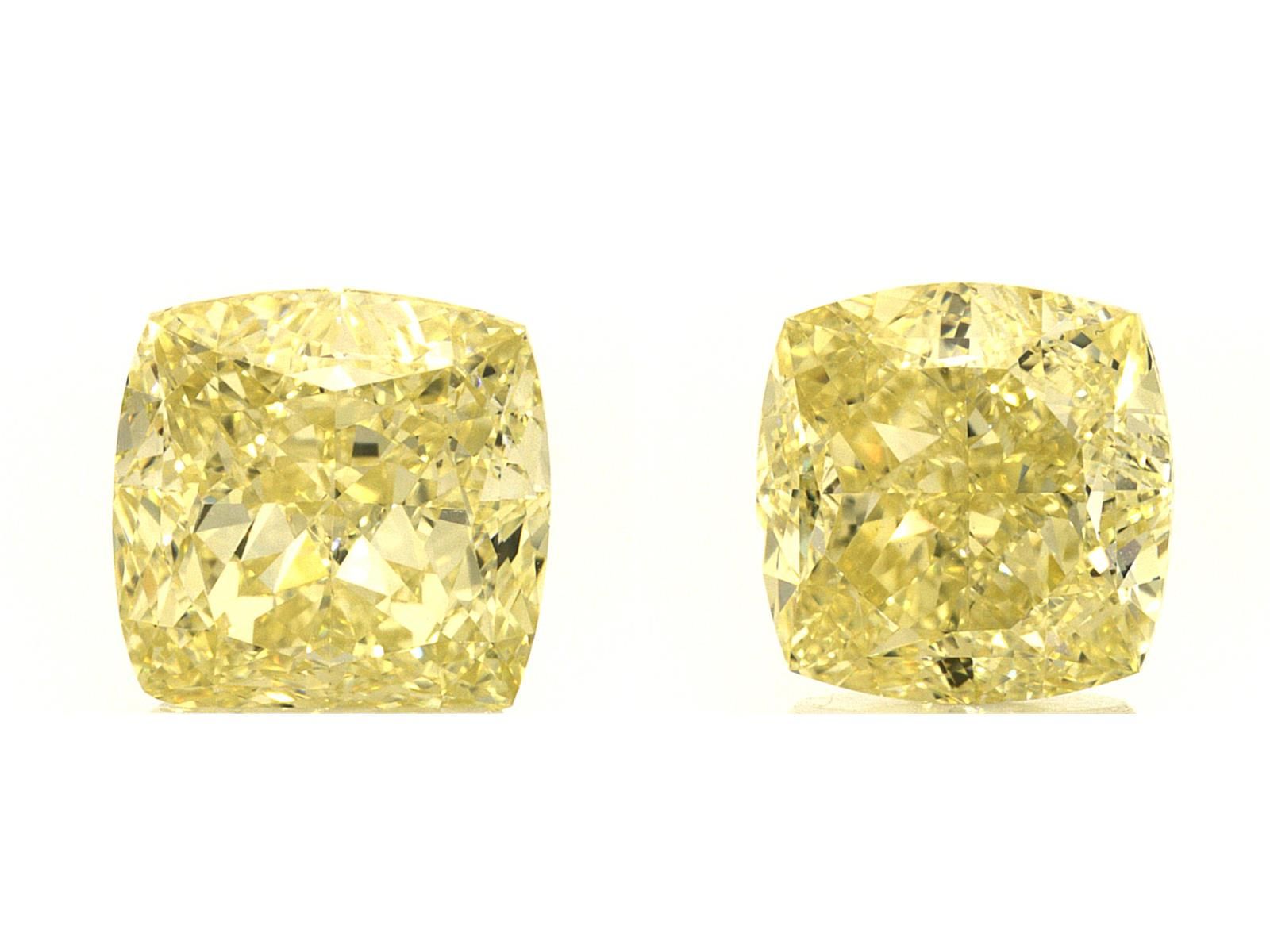 Pair of 6.02ct, Fancy Yellow, Cushion, GIA