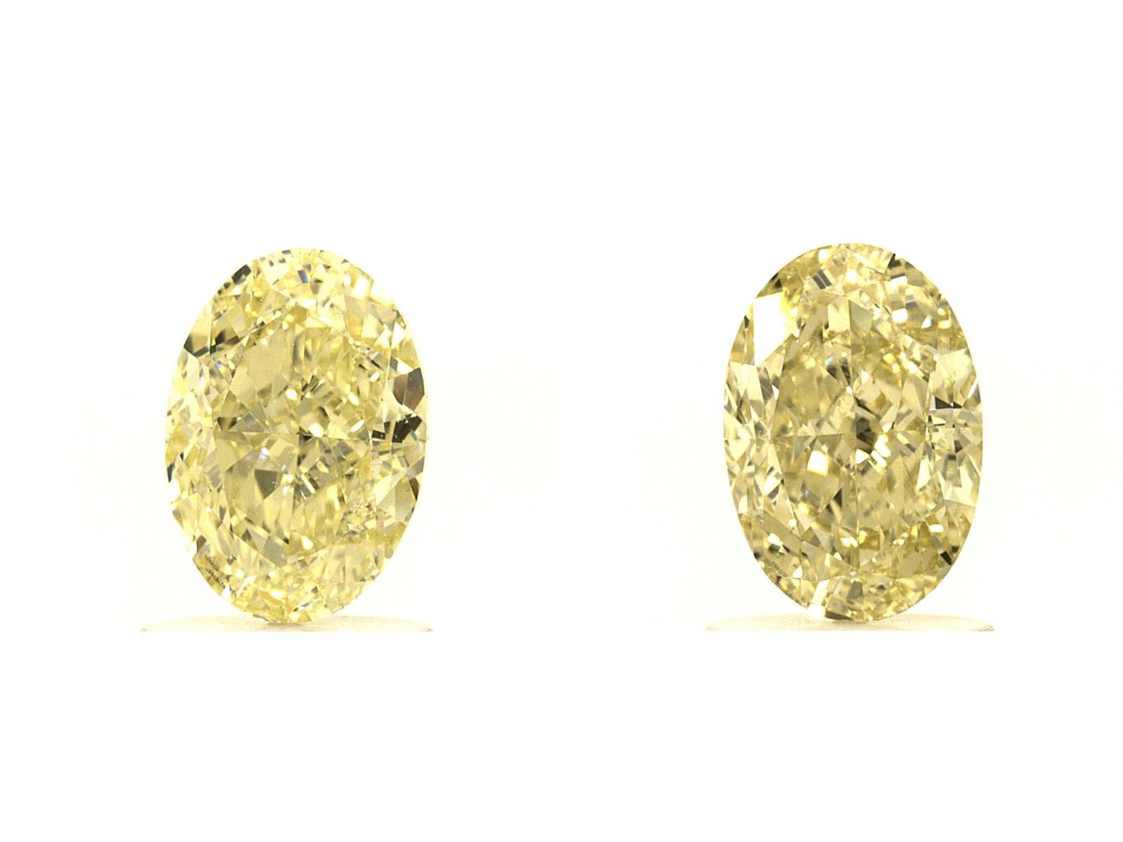 Pair of 1.72ct Fancy Light Yellow, Oval, GIA