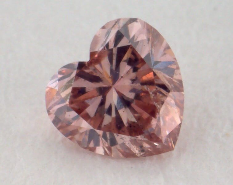 0.16 Carat, Natural Fancy Deep Brown Pink Diamond, SI2 Clarity, Heart Shape, IGI