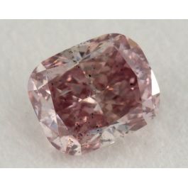 0.38 Carat, Natural Fancy Intense Pink Diamond, I1 Clarity, Cushion Shape, GIA